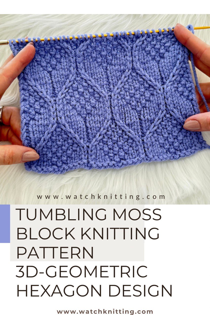 Tumbling Moss Block Knitting Pattern – 3D Geometric Hexagon Design for Textured Knits/beewax pattern
