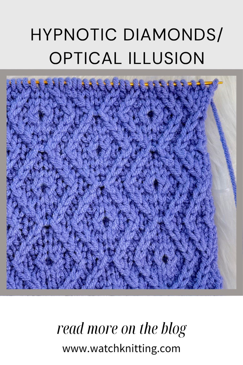 Hypnotic Diamonds Knitting Tutorial | Optical Illusion Diamond Stitch Pattern (Opt Art)