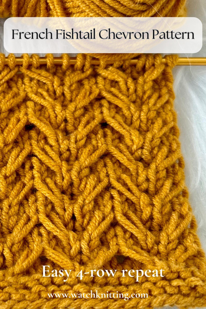 French Fishtail Chevron Knitting Pattern (4-Row Repeat)