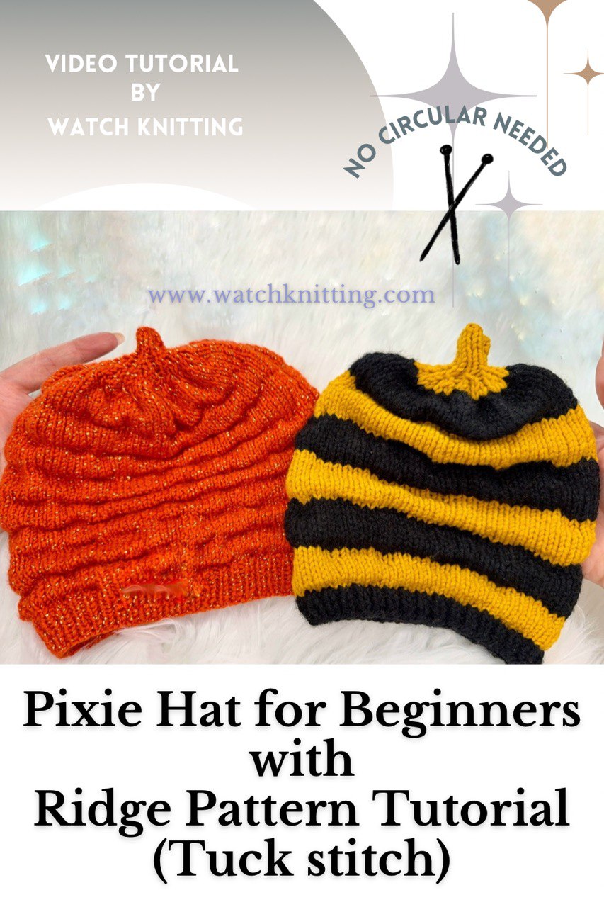 Easy Pixie Hat for Beginners | Repeating Ridge Pattern Tutorial (Bumblebee / Acorn Style)