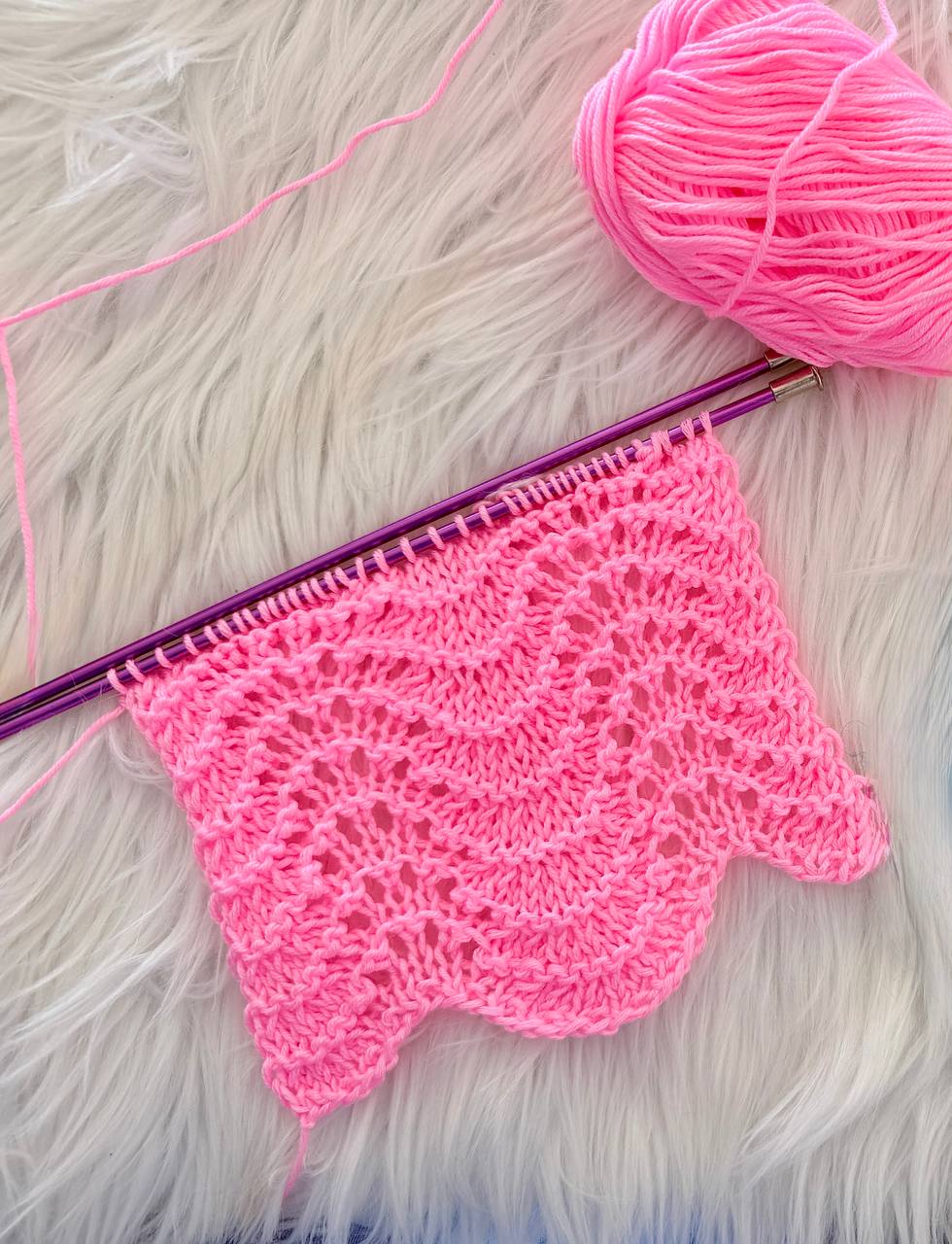 Fan & Feather Stitch (Easy Lace Pattern with 1-Row Repeat)