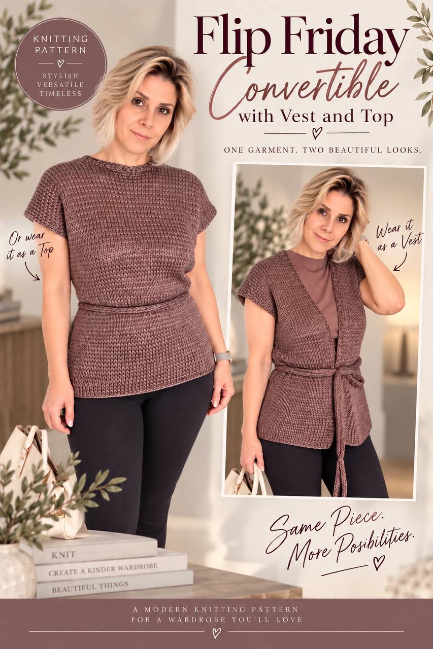Flip Friday Convertible Vest & Top Knitting Pattern