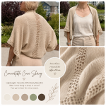 Convertible Cove Shrug, Knitting Pattern, Beginner Knitting Pattern, Shrug Knitting Pattern, Cotton Shrug, Lightweight Shrug, Summer Knitting, Vine Mesh Pattern, WatchKnitting, Ravelry Pattern, Etsy Pattern, Knitted Wrap, Knitted Scarf, Layering Piece, Handmade Wardrobe
